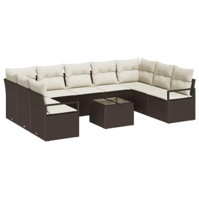 Afbeelding van vidaXL 9 delige Tuin Sofa Set met Kussens Grijs Poly Rattan
