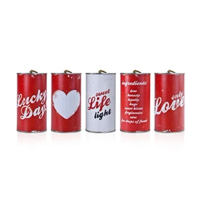 Afbeelding van PartyDeco Bruiloft Auto Potjes, Blad, Wit, Rood, 14 x 7 cm