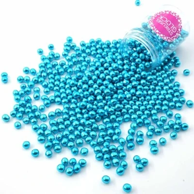 Afbeelding van Crispy Chocoladeballen, geluk, mini, blauw metallic, 75 g, strooisel, perfect voor verjaardag, koekjes, cake, cupcakes, muffins