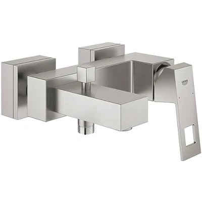 Afbeelding van Grohe eurocube badmengkraan wand eengreeps 2 gats met omstelinrichting 57mm uitloop 150mm g1 supersteel 23140dc0