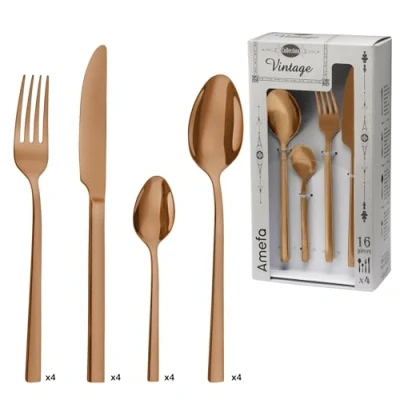 Afbeelding van Amefa 9385AEAFV2B60 Square bestekset, 16 delig, koper