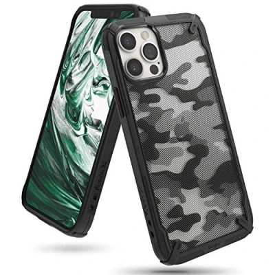 Afbeelding van Ringke Fusion X Compatibel met iPhone 12 Pro Max Case, Krasvast Schokbestendig Robuuste Bumper Hoesje Camo Black