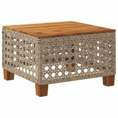 Afbeelding van Tuintafel 55x55x36 cm poly rattan en acaciahout beige