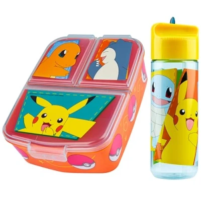 Afbeelding van Pokemon Kids Lunchbox met vakken en waterfles voor school of dagtochten
