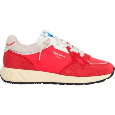 Afbeelding van Pepe Jeans Marlon Divided Sneakers laag, Dames, Maat: 37, Cardinal red Leer en textiel