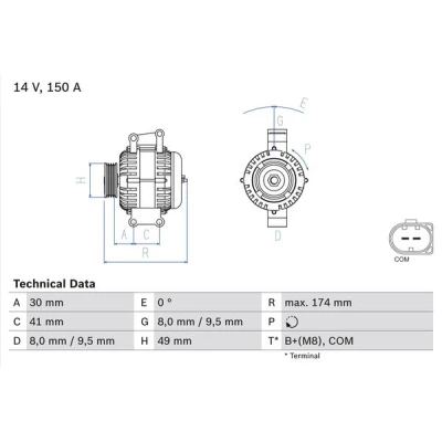 Afbeelding van Bosch Alternator/Dynamo 0 986 046 270