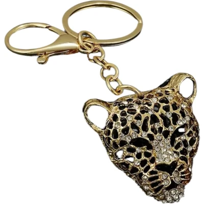 Afbeelding van Sleutelhanger Panter Hoofd Strass ( 4.5 x cm ) Goudkleurig