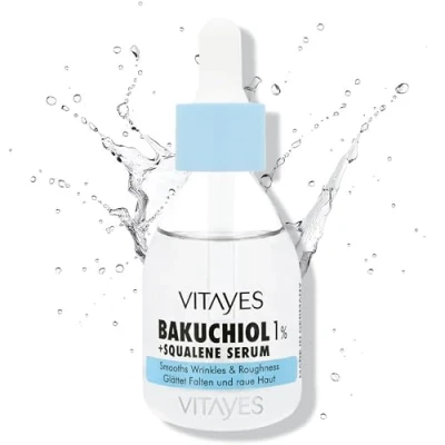 Afbeelding van Vitayes 1% Bakuchiol Bio retinol serum, natuurlijk alternatief voor vocht, huidreparatie, anti aging en zachte verzorging, vernieuwde stralende huid, 30 ml