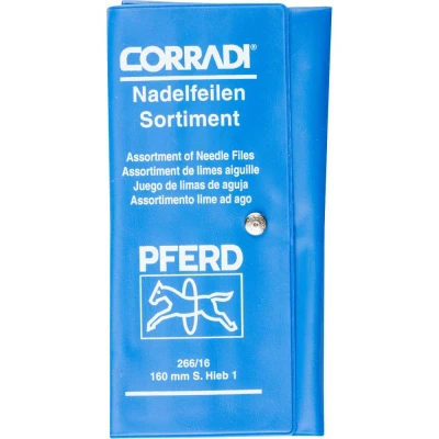 Afbeelding van PFERD 12314082 CORRADI naaldvijlenset Zwitserse kap 1 in PVC roltas Lengte 160 mm stuk(s)