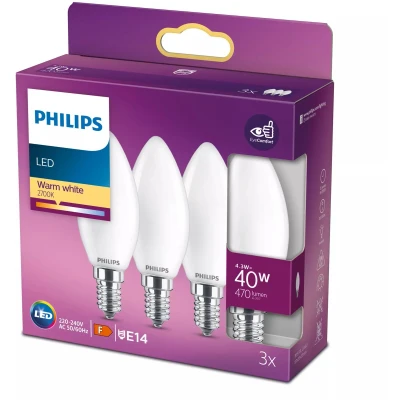 Afbeelding van Philips Lighting 27217000 LED lamp Energielabel F (A G) E14 4.3 W = 40 Warmwit (Ø x l) 3.5 cm 9.7 3 stuk(s)