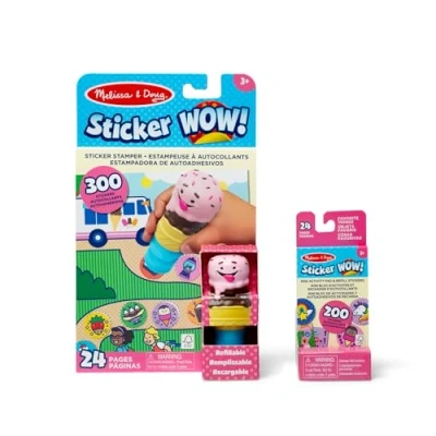 Afbeelding van Melissa &amp; Doug Sticker Wow IJspakket 24 pagina&#039;s, stempel, mini activiteitenblok, 500 stickers, verzamelfiguur en fidget speelgoed, meerkleurig, 50946
