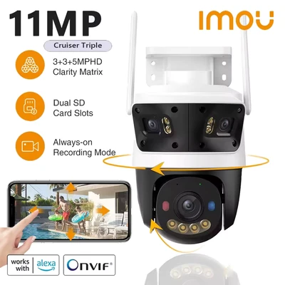 Afbeelding van IMOU Cruiser Triple 11MP Lens Buitencamera 2 Rood Bule Waarschuwingslampje WiFi Camera Voertuig