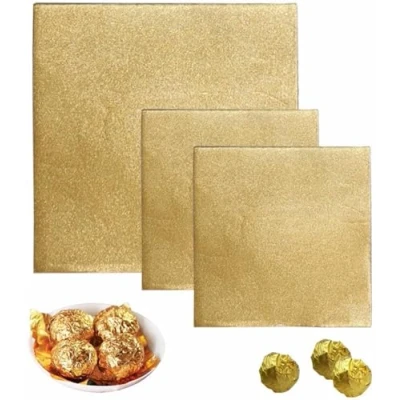 Afbeelding van folie papier wrapper aluminium voor chocolade bakken party snoep goud 500 stuks