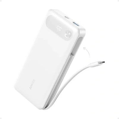 Afbeelding van Anker Powerbank, draagbare oplader 20.000 mAh met geïntegreerde USB C kabel, 87 W Max, 2 en 1 A, voor MacBook, iPhone 15/14, Samsung, Switch meer