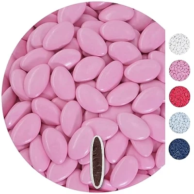 Afbeelding van EinsSein 0,5kg chocolade dragees lichtroze bruiloft chocoladebollen choco choups omhuld confetti rokante koekjes candy bar candybar geboorte communie geschenken voor gasten dopen doop