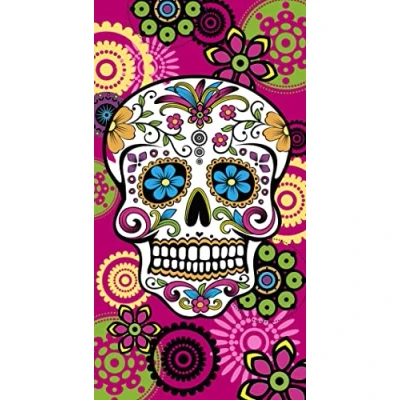 Afbeelding van Miracle Home. Microfiber Beach Towel Calabera Mexican, 100% Polyester, 75 X 145 Cm. Fucsia. 11749