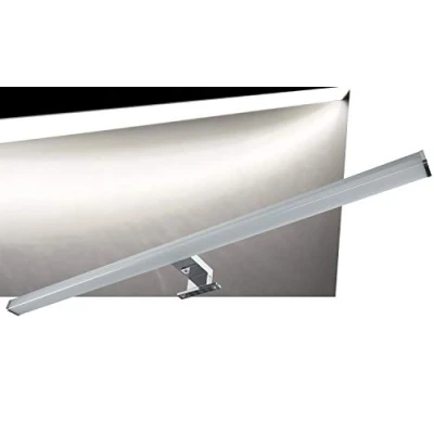 Afbeelding van ChiliTec Led spiegellamp, badkamerlamp, 78 cm, 14 watt, 2000 lumen, IP44, spiegelkast, wand en opbouwmontage, verlichting voor kast, spiegel, badkamer, aluminium look, neutraal wit