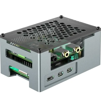 Afbeelding van innomaker Aluminium Case voor Raspberry Pi 5 met 3510 PWM Fan Passieve Heatsink Aluminiumlegering geschikt DAC/DAC PRO/AMP/AMP PRO/RS485&amp;CAN Hoed en de meeste Add On