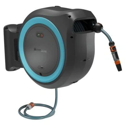 Afbeelding van Gardena accu wandslangbox PowerRoll XL Solo: automatische slanghaspel met 35 m tuinslang, slanggeleider en RollControl, complete set oplaadbare accu, UV vorstbestendig (18640 55)
