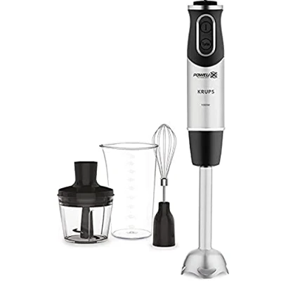 Afbeelding van Krups staafmixer HZ6568 Steffen Henssler Special Edition Inclusief garde, 500 ml hakmolen, maatbeker 800 1000W 4 extra scherpe messen Powelix technologie Roestvrij staal / donkergrijs