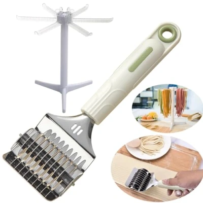 Afbeelding van Pastamachine Handmatige Klein, Multifunctionele Pastamaker, Pasta Noedel Cutter Tool Wheel Roestvrij Staal, met 1 Pastadroger Verwijderbaar, Keukengereedschap voor DIY Verse Spaghetti