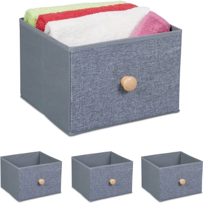 Afbeelding van Relaxdays opbergmanden met handgreep set van 4 kastmand opbergbox 16 liter stof