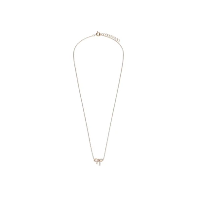 Afbeelding van Lucardi Dames Zilveren goldplated Ketting strik zirkonia 925 Zilver Goudkleurig 45 cm