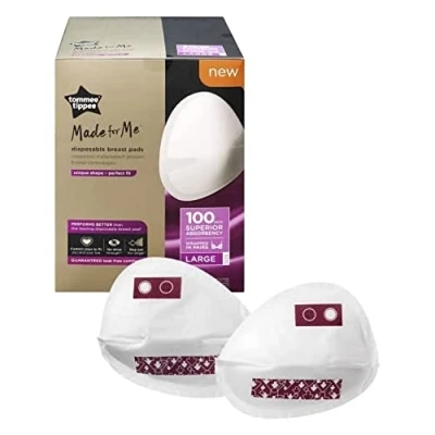 Afbeelding van Tommee Tippee Made for Me Daily Disposable Breast Pads, Contoured, Soft, Super Absorbent and Leak Free, Large, Pack of 100