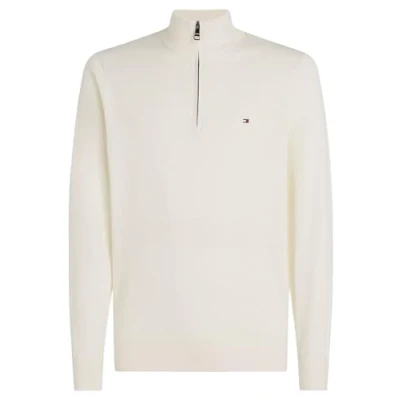 Afbeelding van Tommy Hilfiger Heren PIMA ORG CTN Cashmere Zip Mock MW0MW28049, Half Trui, Wit, XXXL, Wit (Ivoor), 3XL grote maten