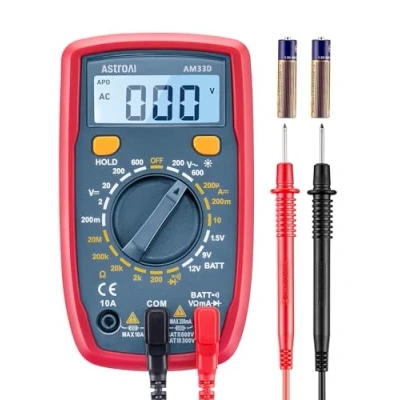 Afbeelding van AstroAI AM33D 2000 Count digitale multimeter, professionele voltmeter, tester, meter voor gelijkstroom, AC/DC spanning, weerstand, continuïteit en testdiodes