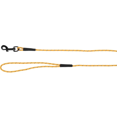 Afbeelding van Flamingo Krimp en zuigerlijn voor puppy&#039;s Dolly Oker 5 m 4 mm met reflecterende strepen karabijnhaak heeft een matte gouden afwerking