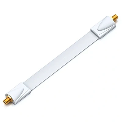 Afbeelding van deleyCON 1x Raamdoorvoer SAT Kabel 17cm Flexibele 26cm Lange Koppeling Ramen &amp; Deuren Verguld Extreem Vlak Afgeschermde Zelfklevende Pads Wit