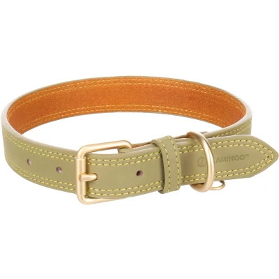 Afbeelding van Flamingo Hondenhalsband, Virginia, groen, L 43 53 cm, 25 mm, met een ring voor identificatielabel, genaaid hogere weerstand