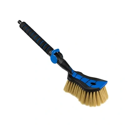 Afbeelding van ToMPaR Autowasborstel I Waterborstel met wateraansluiting Snelsluiting voor de waterklep Zachte, fijne en borstelharen Comfortabele handgreep Lengte: 54 cm Blauw
