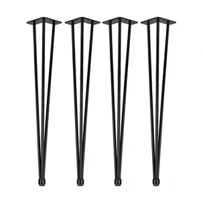 Afbeelding van 4x Natural Goods Berlin Hairpin Legs verstelbare tafelpoten, in hoogte verstelbaar, 12 mm staal, eettafel, bureau, tafelframe, doe het zelf tafelonderstel, 71 cm 3 stutten, zwart)