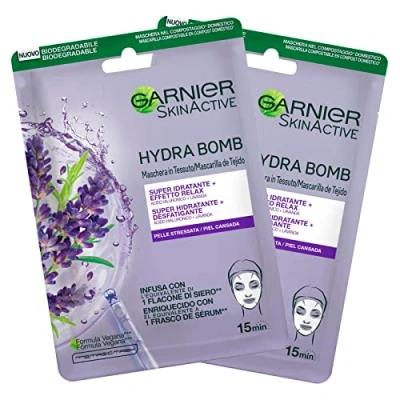 Afbeelding van Garnier SkinActive Hydra Bomb gezichtsmasker van zeer vochtinbrengende stof, ontspanningseffect, veganistische formule met lavendel en hyaluronzuur ontspannende werking voor beschadigde huid, 2