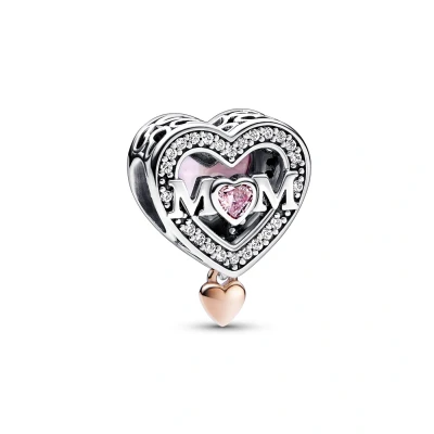 Afbeelding van Pandora 782653C01 Hangbedel Mum Heart zilver zirconia wit roze