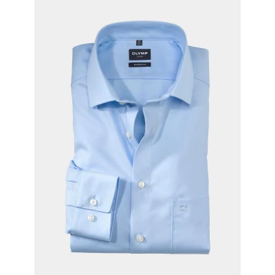 Afbeelding van OLYMP Luxor modern fit overhemd lichtblauw twill Strijkvrij Boordmaat: 47