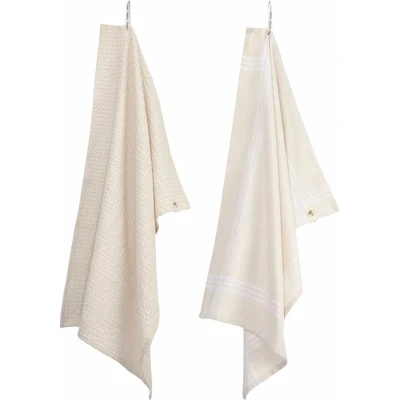 Afbeelding van Walra Keuken &amp; Theedoek set Blocks Lines 50 x 70 cm Kiezel Grijs