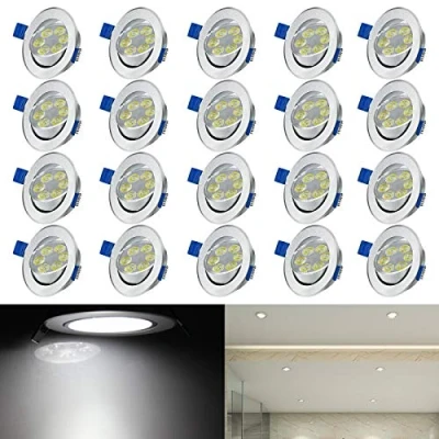 Afbeelding van AufuN 20 x 3W LED inbouwlamp draaibare plafondspot inbouwspot wit spot inbouwverlichting spotlight koel (energieklasse A++)