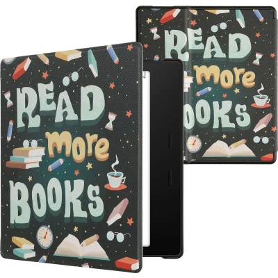 Afbeelding van kwmobile e reader hoesje compatibel met Amazon Kindle Oasis 10. Generation Magneetsluiting Ereader case Read More Books in blauw/geel/groen