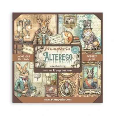 Afbeelding van Stamperia Scrapbook Paper Pad voor scrapbooking, albums, kaarten maken, bullet journalling en meer, zuurvrij, single face, perfect hobby&#039;s, ambachten geschenken (Alterego) (30,5 x 30,5 cm)