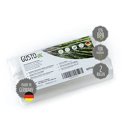 Afbeelding van GustoVac Premium Vacuum Sealer Food Storage Bags Sous Vide Made In Germany 2 rolls 7.9 x 236 inch 20 600 cm Universally Compatible Extra Strong Seal With Bonus E Book
