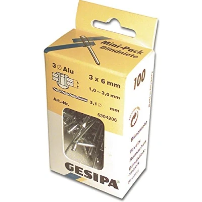 Afbeelding van Gesipa 1433534 Mini Pack Blindklinknagel Platbolkop AL/ST 4 x 8 mm (100st)