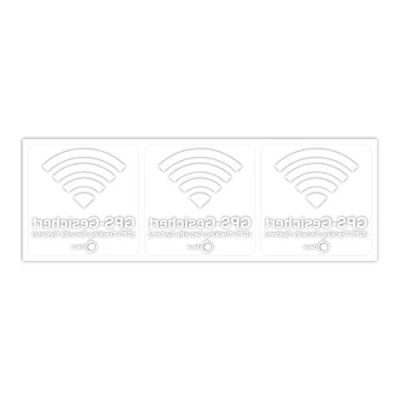 Afbeelding van Hin501 Set van 3 stickers GPS beveiligd wit I 6 x cm Waarschuwing tracking Security System, alarm binnen klevend weerbestendig