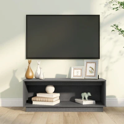 Afbeelding van Tv meubel 90x35x35 cm massief grenenhout grijs