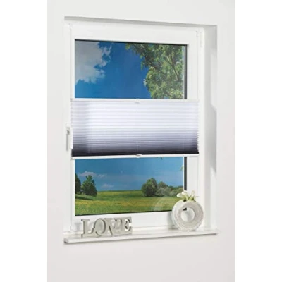 Afbeelding van K home Klemmfix geplooide kleurverloop antraciet 45cm x 130cm (B L)