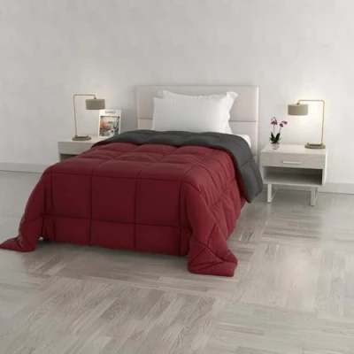 Afbeelding van Italian Bed Linen Winterdekbed Elegant, Bordeaux/Donker Grijs, Enkele 100% Microvezel, 170x260cm