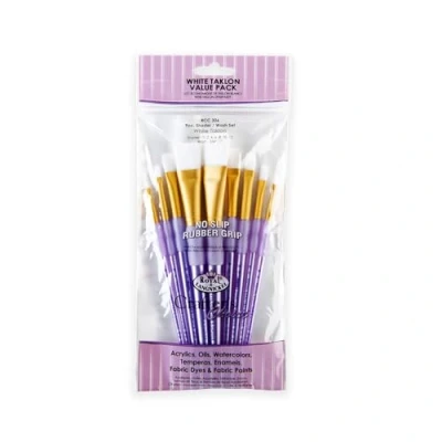 Afbeelding van Royal en Langnickel RCC 306 Crafter&#039;s Choice Platte Taklon Variety Borstelset Wit (Pak van 9)