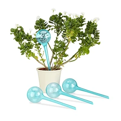 Afbeelding van Relaxdays waterdruppelaar set van 4 stuks kunststof waterbollen watergeefsysteem light Blue